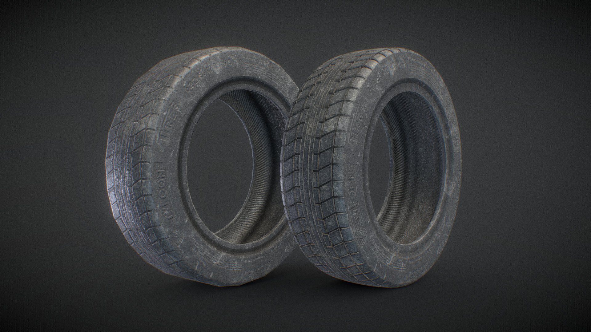 Used tire made for real time and offline rendering. (High poly and low poly)
Logo's and text on the tire are made up so you can use it without worrying about copyright claims etc.

Download the attached additional file for the easiest and fast download.

Download file includes:
* Low poly mesh (has a Lightmap UV) with 512p and 1024p textures for Unreal Engine and Unity (+ DirectX and OpenGL) + LOD's for Unreal Engine.
* Low poly is already setup for Unreal Engine with LOD's and lightmap so you only have to drop the file in your project.
* High poly mesh for offline rendering and contains 4k textures and 2k textures.

If you have any questions or problems with the model, please leave a comment and it will be fixed and updated 3d model