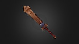 Wooden sword v2.0 wooden, paint, weapon, 3d, blender, texture, low, poly, sword, hand