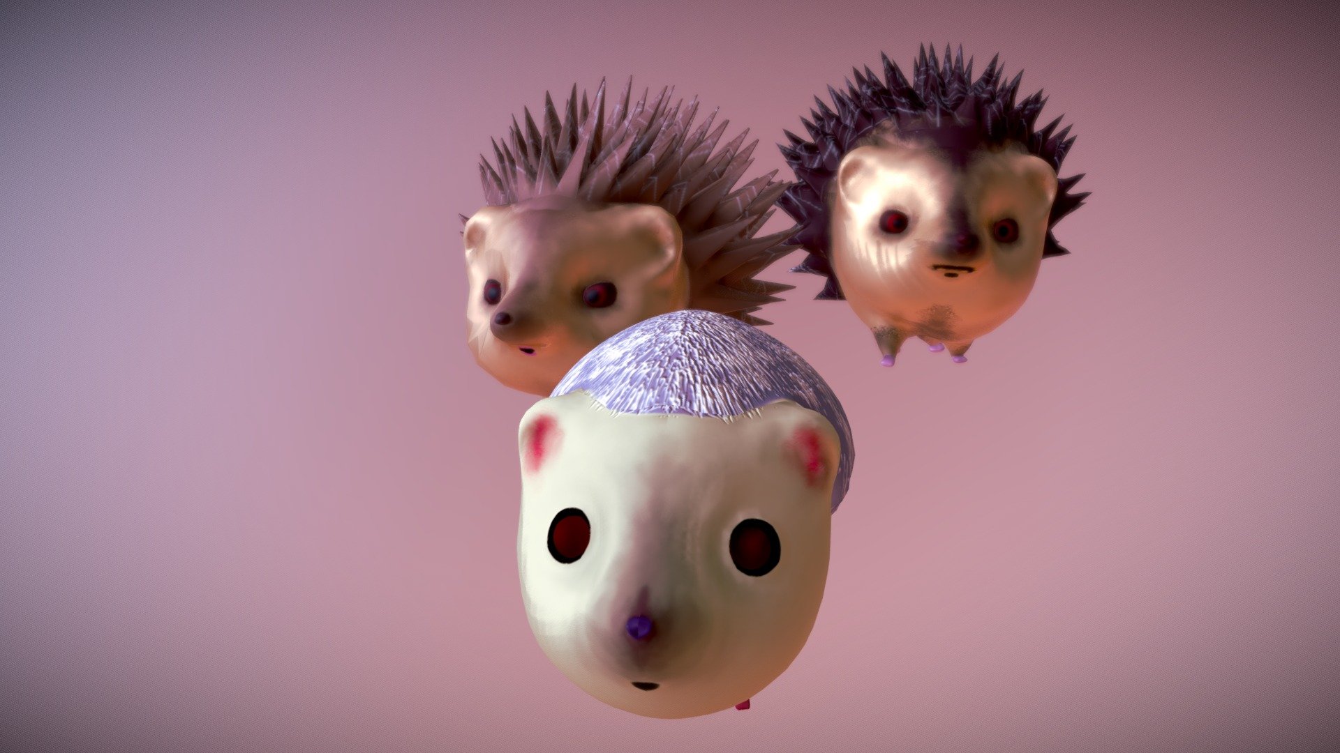 Hedgehog Family on a stroll 3d model