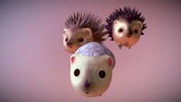 Hedgehog Family cute, hedgehog, family, lowpoly