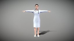 Female Doctor toon, white, people, doctor, nurse, staff, clothes, young, hospital, surgery, surgeon, woman, character, girl, cartoon, low, poly, female, medical, lady