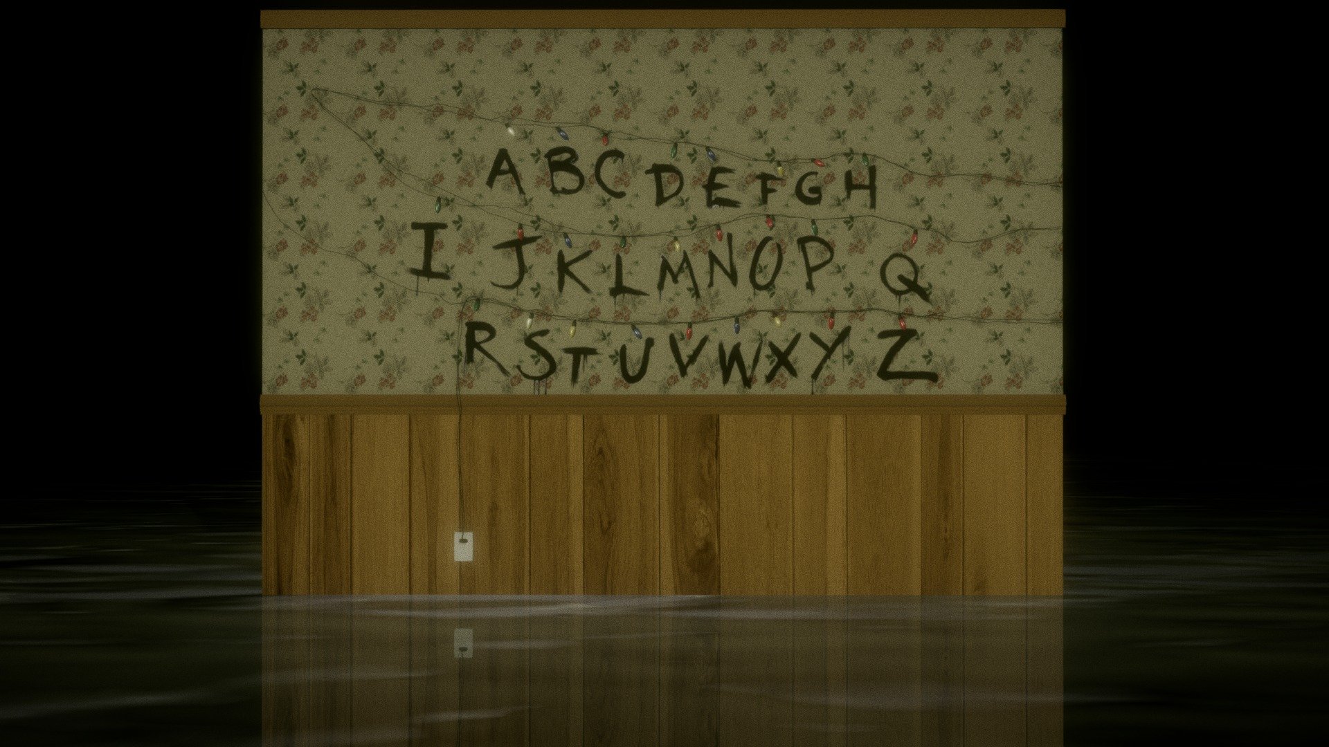 The famous Byers wall with the lights from the show Stranger Things. I thought it would be nice to use it in for a scene, then it occured to me that Christmas is just around the corner, so I threw in a seasonal message in the animation! I have to thank my dearest @twitte_king♡ for helping me make the animation idea work out, he came up with this awesome trick for his &ldquo;Neon light test