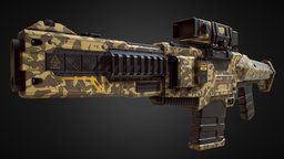 PBR Assault Rifle (Cammo Skin 3) rifle, desert, assaultrifle, assault-rifle, futuristic-weapon, scifigun, weapon, unity, unity3d, pbr, lowpoly, scifi, futuristic, modular, gameready