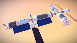 Space Polygons: Space Station spacecraft, station, polygons, low, poly, stylized, space, spaceship