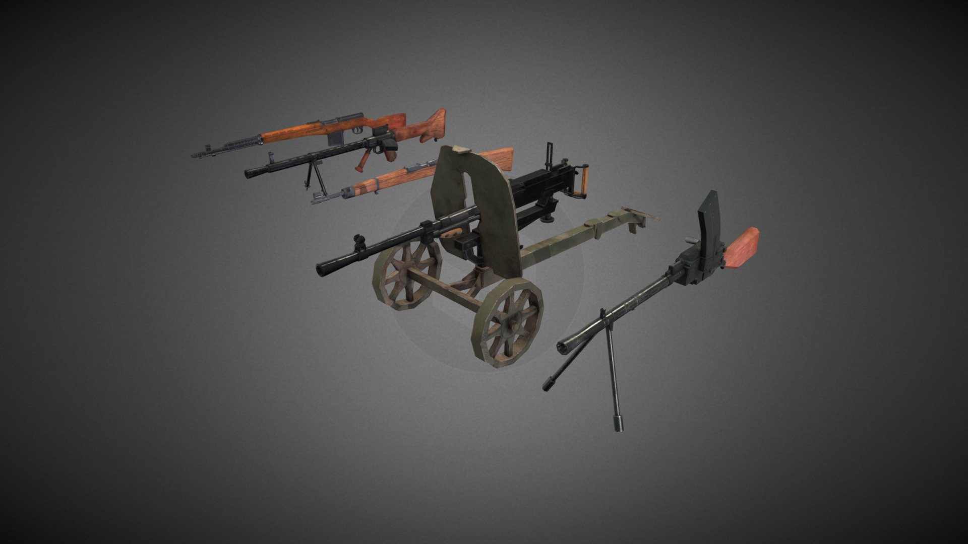 Some of my old low poly models - World War Weapons - 3D model by hreshko2 3d model