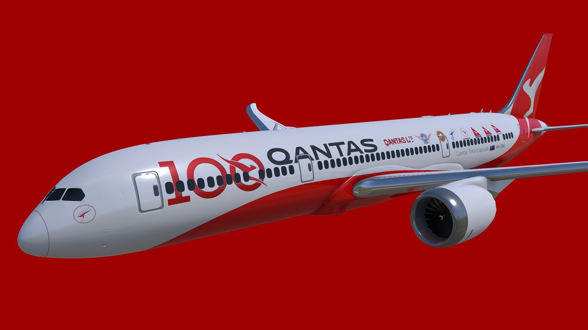 Boeing 787 in the Qantas Centenary Livery

Designed in Blender

Any questions contact me at joshuatylerwhiting@gmail.com - Boeing 787-9 Qantas Centenary - Download Free 3D model by mudkipz321 3d model