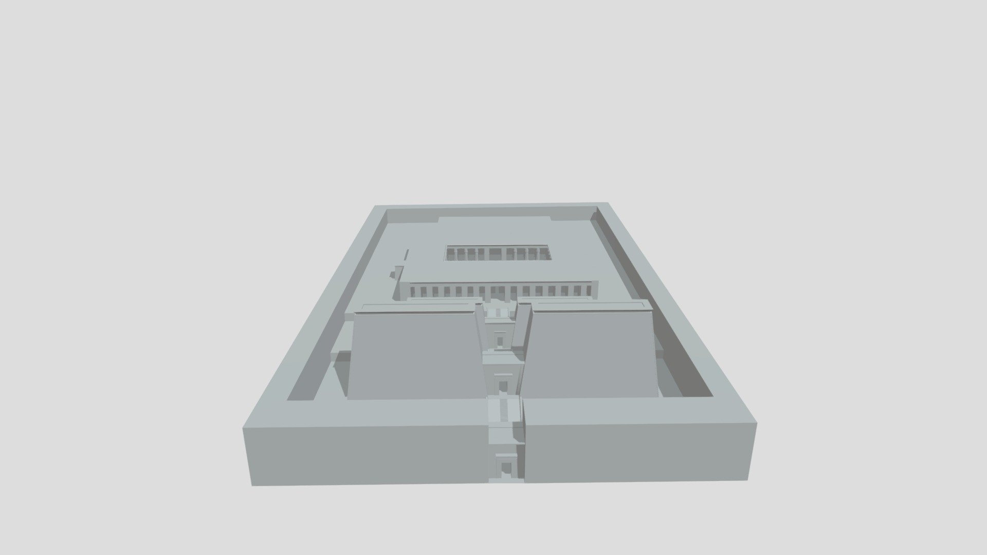 This is a 3D reconstruction of the mortuary temple of Thutmose IV, which was originally created during the Egyptian New Kingdom. This site is located in modern day Luxor, which is the location of ancient Thebes. This 3D model was created using the architectural measurements found in the publications of Pietre 3d model
