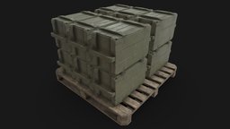 Military Cargo Case 01 green, crate, pallet, wooden, case, army, ammo, shipping, cargo, box, ammunition, munition, weapon, military, air, wood, container, navy