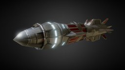 Sci-fi Rocket missile 12 (heavy) missile, explosives, red, nuclear, spacecraft, bomb, ready, aircraft, alien, rocket, torpedo, nucleus, weapon, unity, game, blender, blender3d, low, poly, military, air, technology, space, spaceship