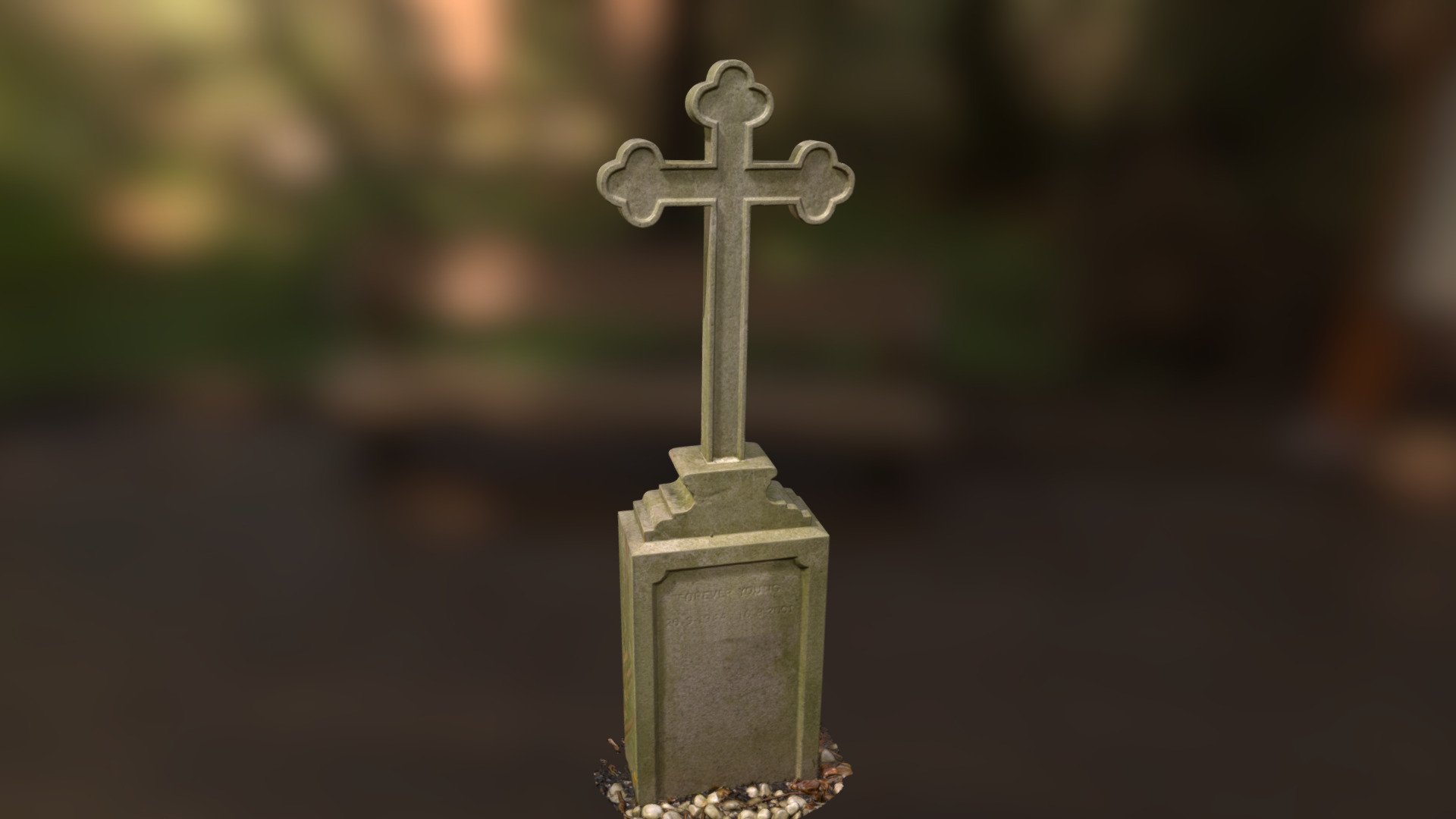 A stone cross on a graveyard - Cross - Buy Royalty Free 3D model by 4visualization 3d model