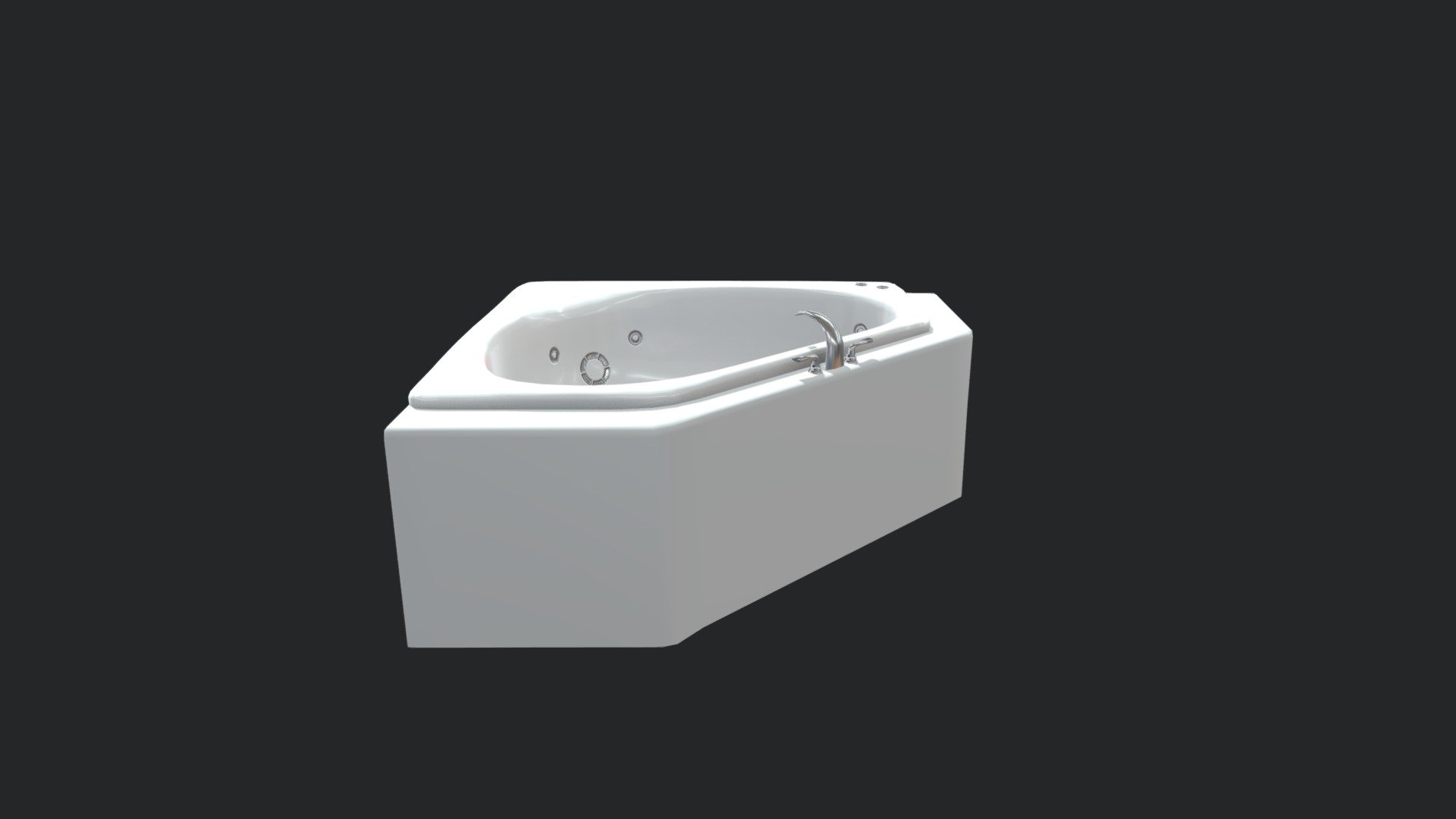 Corner bathtub with chrome tap. 
Originally made as a game asset.


Resolution: 1024 x 1024
Polygons Count: 1,689
Original Model Format: FBX
 - Corner Bathtub - 3D model by Loufrey 3d model