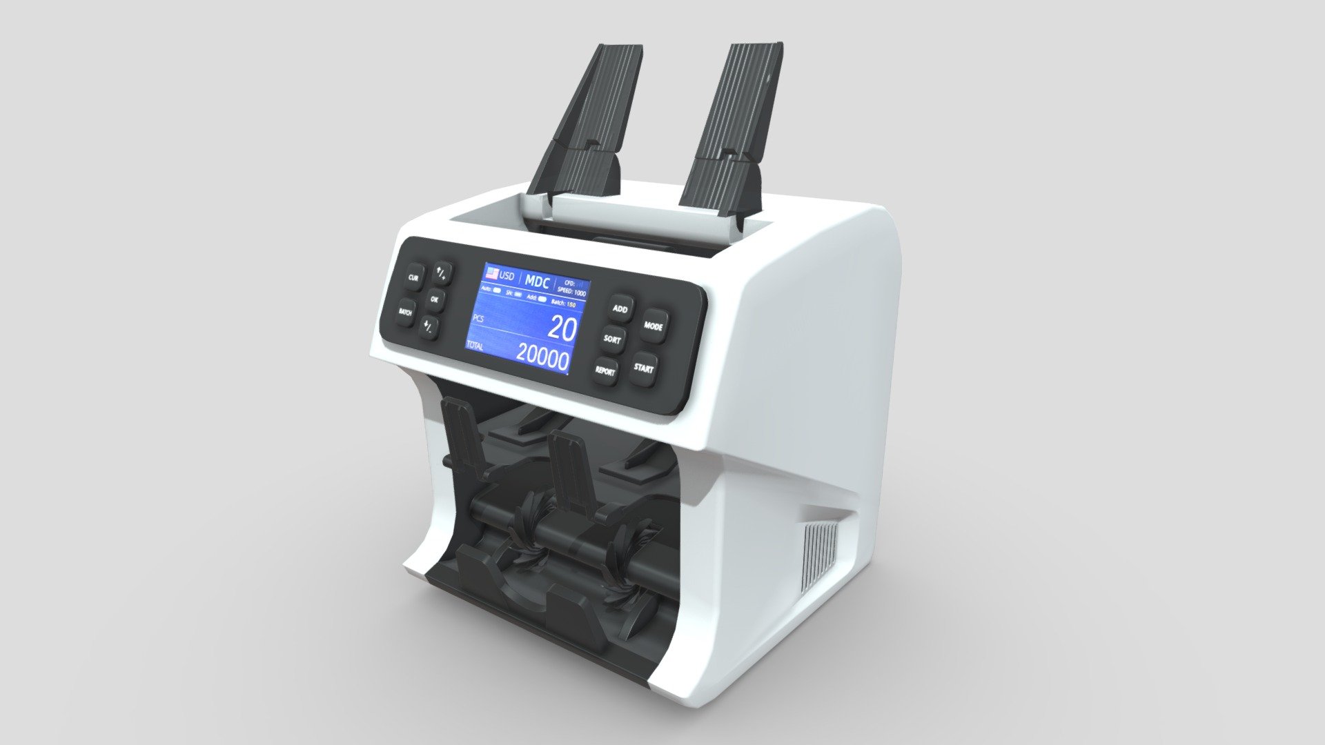 Banknote Counter 3D Model by ChakkitPP.


This model was developed in Blender 2.90.1
Unwrapped Non-overlapping and UV Mapping
Beveled Smooth Edges, No Subdivision modifier.

No Plugins used.



High Quality 3D Model.


High Resolution Textures.

Polygons 12298 / Vertices 13067

Textures Detail :


2K PBR textures : Base Color / Height / Metallic / Normal / Roughness / AO

File Includes : 


fbx, obj / mtl, stl, blend
 - Banknote Counter - Buy Royalty Free 3D model by ChakkitPP 3d model