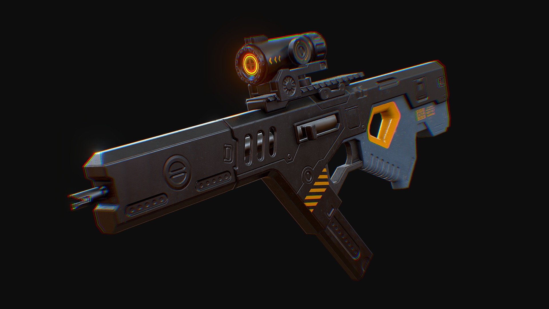 A sci fi assault rifle made in Blender + Substance Painter. 2k textures, chamfered with normals 3d model