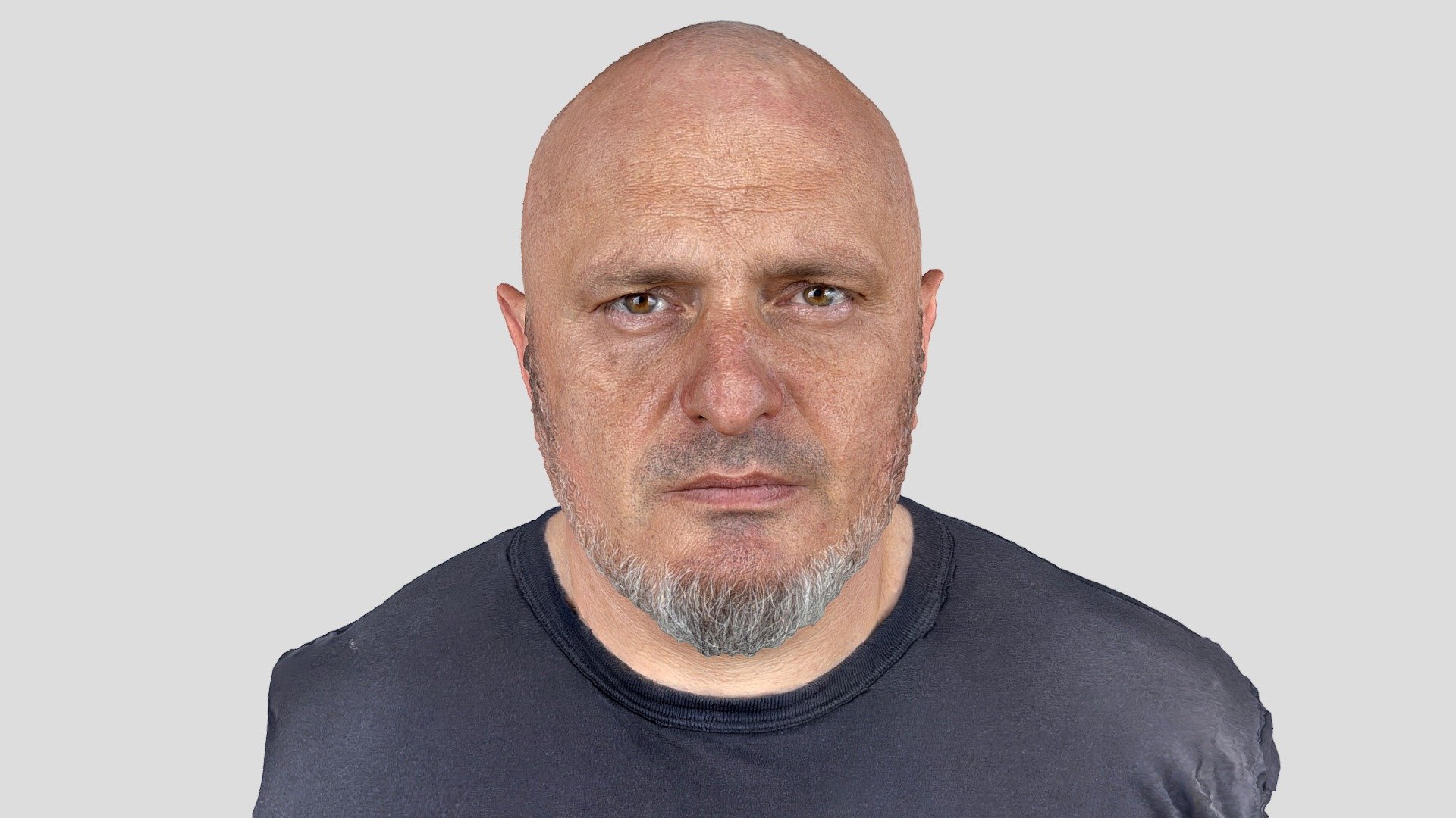 Photorealistic head scan of mature bold bearded man.

Shot on iPhone 12 Pro Max, processed in Photocatch app on Macbook Air M1.

P.S. you are welcome to contact me if you need the files 3d model