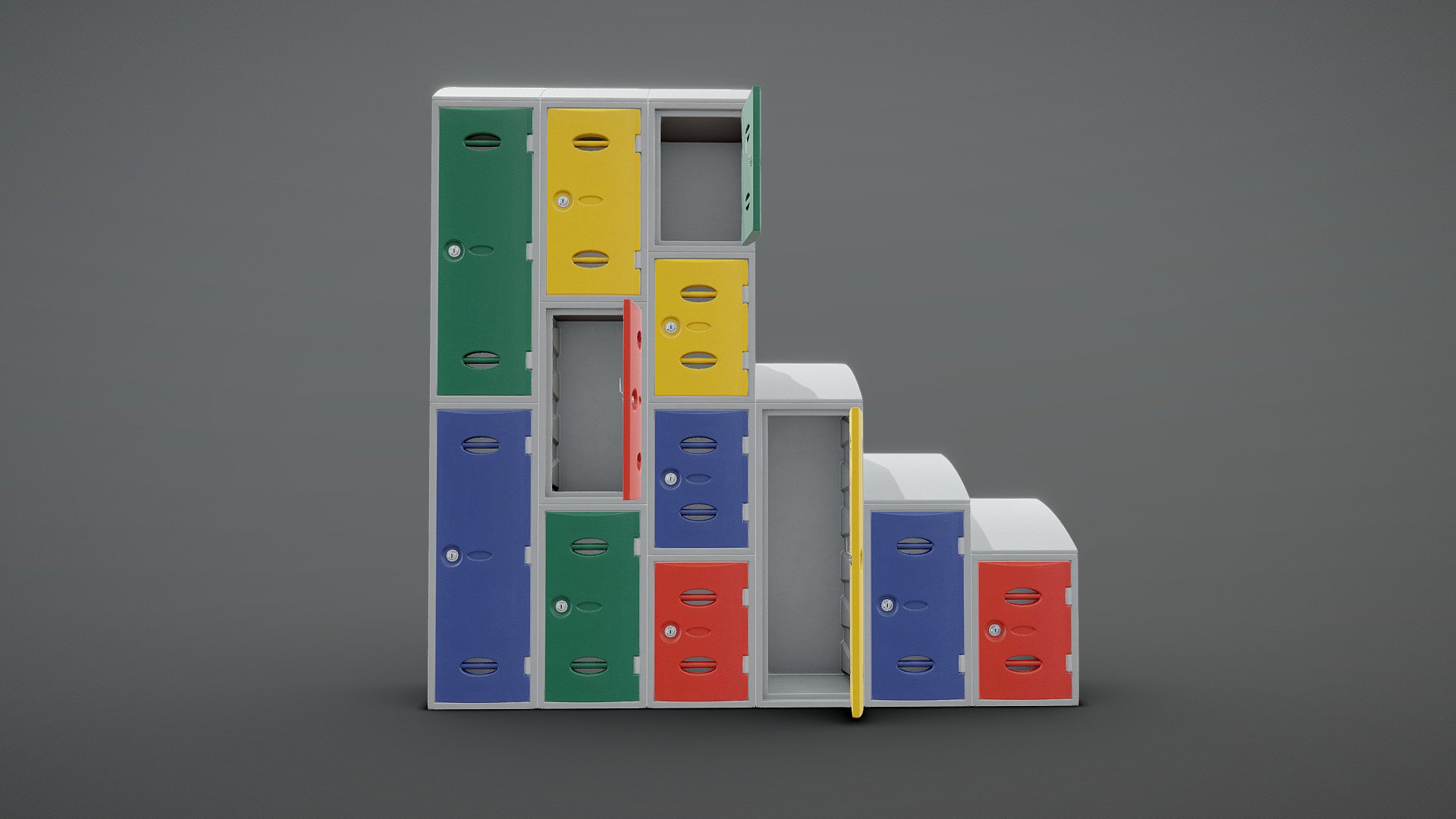 Plastic storage lockers. 4K PBR textures 3d model