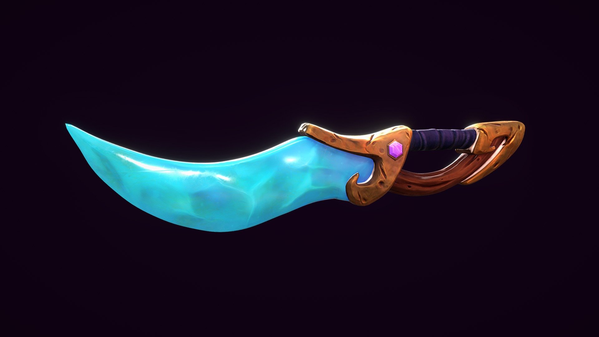 I wanted to design and create a fantasy knife from scratch, so here we are :)
Here's my blog post on the process if you like: https://www.artstation.com/enalya/blog/eqvL/arctic-glass-knife

The ZIP-file includes all textures and a .blend with one lower subdivision and full lighting setup 3d model