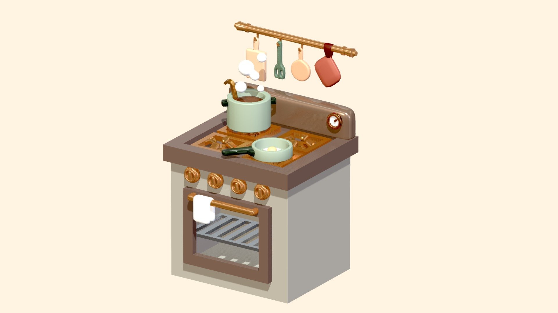 Kitchen area of my farmhouse kitchen model. Hope you like it! - Little Kitchen - 3D model by Nicky Blender (@nickyblender) 3d model