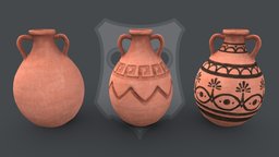 Pottery 4B Amphora storage, greek, ancient, prop, medieval, pottery, furniture, ceramic, roman, clay, antiquity, amphora, pbr, gameart, gameasset, decoration, history, gameready