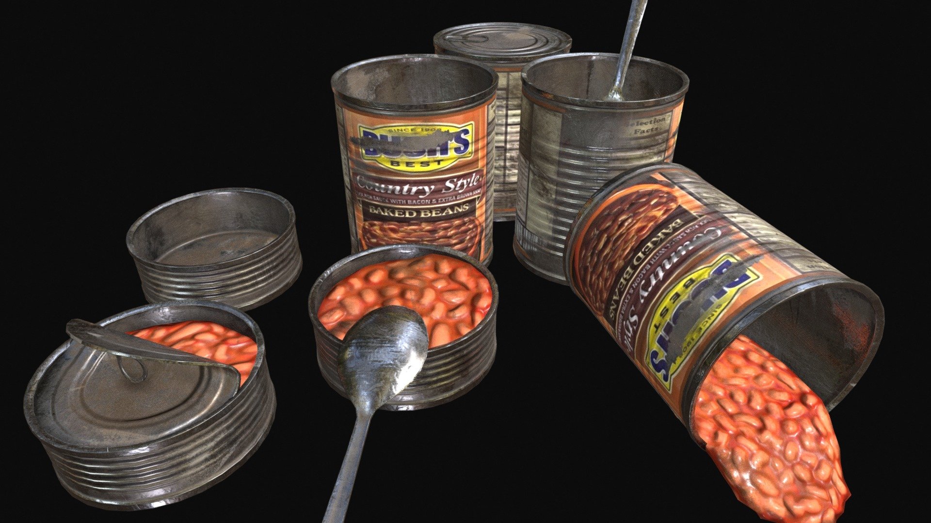 Rusty Kidney beans - Canned Food - 3D model by Reberu Games (@ReberuGames) 3d model