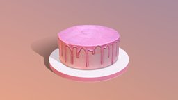 Plain Pink Drip Cake cake, chocolate, birthday, scanned, bakery, macaron, drip, dripping, photogrammetry, 3dsmax, 3dsmaxpublisher, cakesburg