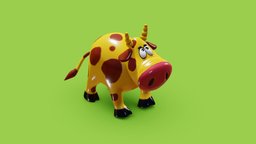 Cow Cartoon Toy Lowpoly cow, toy, statuette, bull, stylised, farm, yellow, subdiv-ready, subdivision-ready, cartoon, animal, stylized, splatted