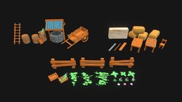 Stylized Medieval Props toon, cute, garden, prop, medieval, furniture, outdoor, foliage, farm, gameenvironment, environment-assets, stylized-environment, game, gameasset, stylized, fantasy, simple, environment