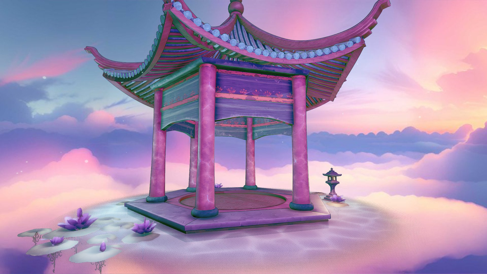 Chinese pavilion modeling in 3ds Max, sculpted for high-resolution details in ZBrush, and underwent UV mapping and texturing in 3D-Coat 3d model