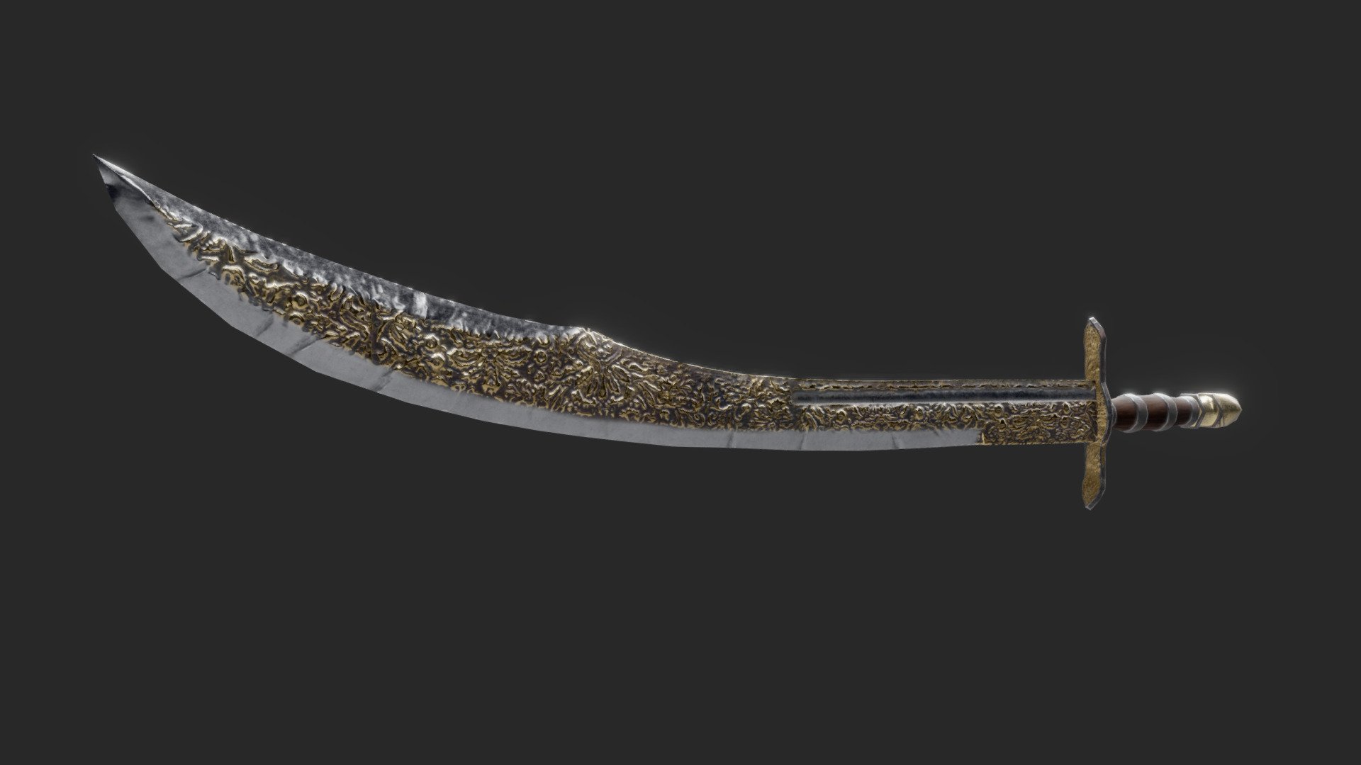 My first sword ;) Done as a concept for an animation project - Persian Sword - Download Free 3D model by robotninjabread 3d model