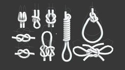 Knots Demo bow, knot, decorative, rope, climb, bundle, shoelace, overhand, knots, hitch, hangman, lowpole, 3d, free, download