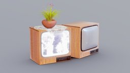 Old Retro TV (On and Dusty Off) tv, retro, ready, 80s, old, game, pbr