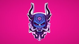 Mask demon, painted, stylised, mask, oni, gameassets, paintedtexture, monster, concept