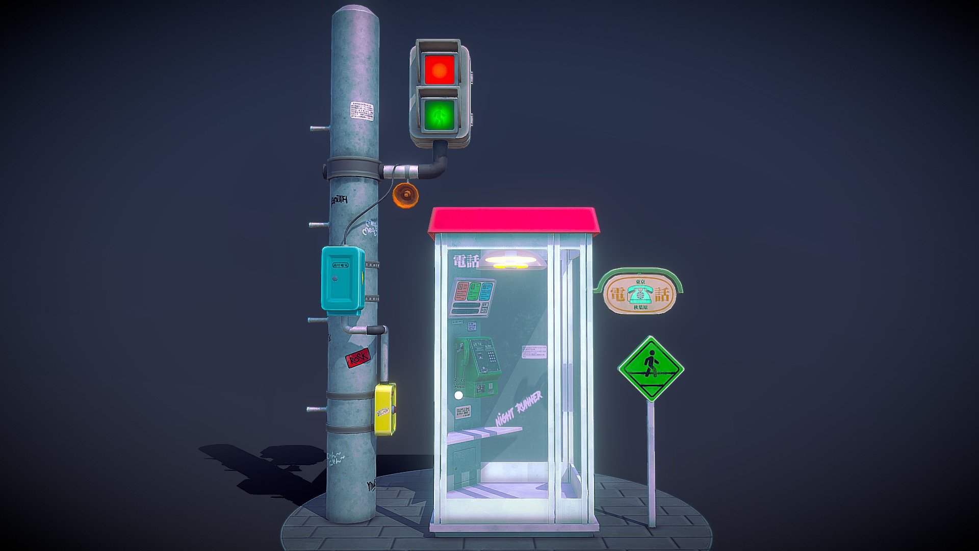 Low-poly Japanese Stylized Payphone

Modeled in Maya, UV mapped and textured.

Available Format: OBJ, FBX.

Thank you so much for your interest! - Japanese Payphone - Buy Royalty Free 3D model by tran.ha.anh.thu.99 3d model