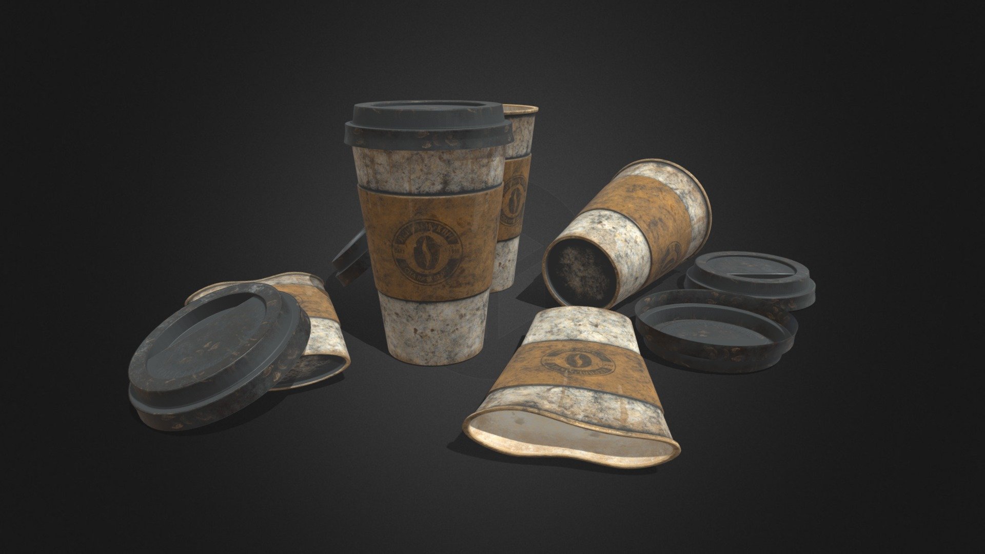 3D Photorealistic Low Poly models of Paper Coffe Cup. Models are all optimized for real-time render (Game, VR, AR, etc). Correctly scaled for an accurate representation in real world. Origins are set to bases of objects, and centre of the world. Models includes 4 LODs (LOD0, LOD1, LOD2, LOD3) and 2 PBR textures variations (clean and dirty). Label using non-existing company name. Cup and the lid are separate objects that can be moved.


Created with Blender 3.3.1
Textured in Substance Painter
Format : blend, fbx, obj
Polycounts :
- 4544 tris (LOD0)
- 2176 tris (LOD1)
- 1064 tris (LOD2)
- 408 tris (LOD3)
Textures :
- 2K PBR textures in PNG format
- Base color/Albedo 
- Normal (OpenGL &amp;amp; DirectX)
- Roughness
- AO (Ambient Oclussion)
Channel-packed textures :
- ARM :
- -A = Ambient Oclussion, Red channel
- -R = Roughness, Green channel
- Clean and dirty texture variationS
 - Paper Coffe Cup Low Poly 3D Model - Buy Royalty Free 3D model by LiquidPixel (@liquid_pixel) 3d model