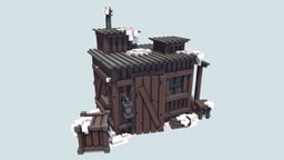Day 12 fishing, snow, hut, voxels, magica, 3december, icefishing, fishinghut, voxel, magicavoxel, 3december2018, 3december-icefishing