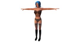 Lingerie Girl body, hair, cute, chick, , hot, ready, , eyes, woman, pretty, lingerie, character, unity, girl, game, lowpoly, female, blue, human, rigged
