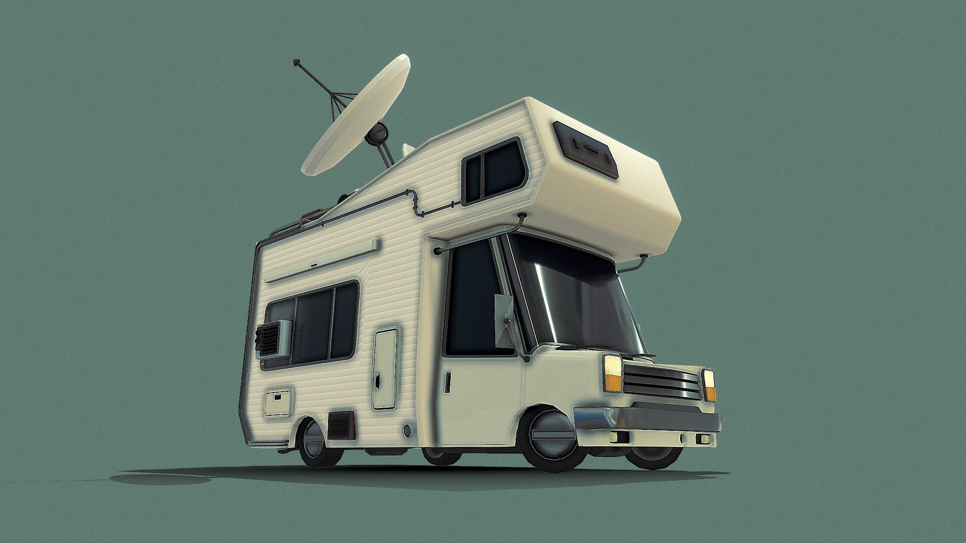 An over the top cartoony overloaded camper van filled with stuff for &ldquo;greeble