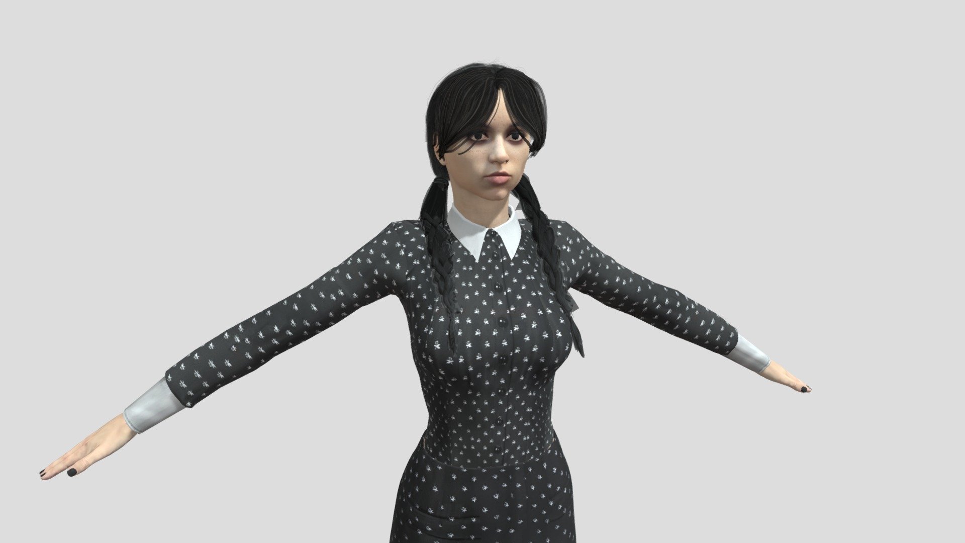 Wednesday Addams rigged 3D model for videogame or 3D animation video

3D model available in this formats: Blend, Fbx, obj, Zbrush

Instagram: @3drinker - Wednesday Addams rigged - 3D model by 3drinker_IG 3d model