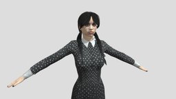 Wednesday Addams rigged videogame, wednesday, character