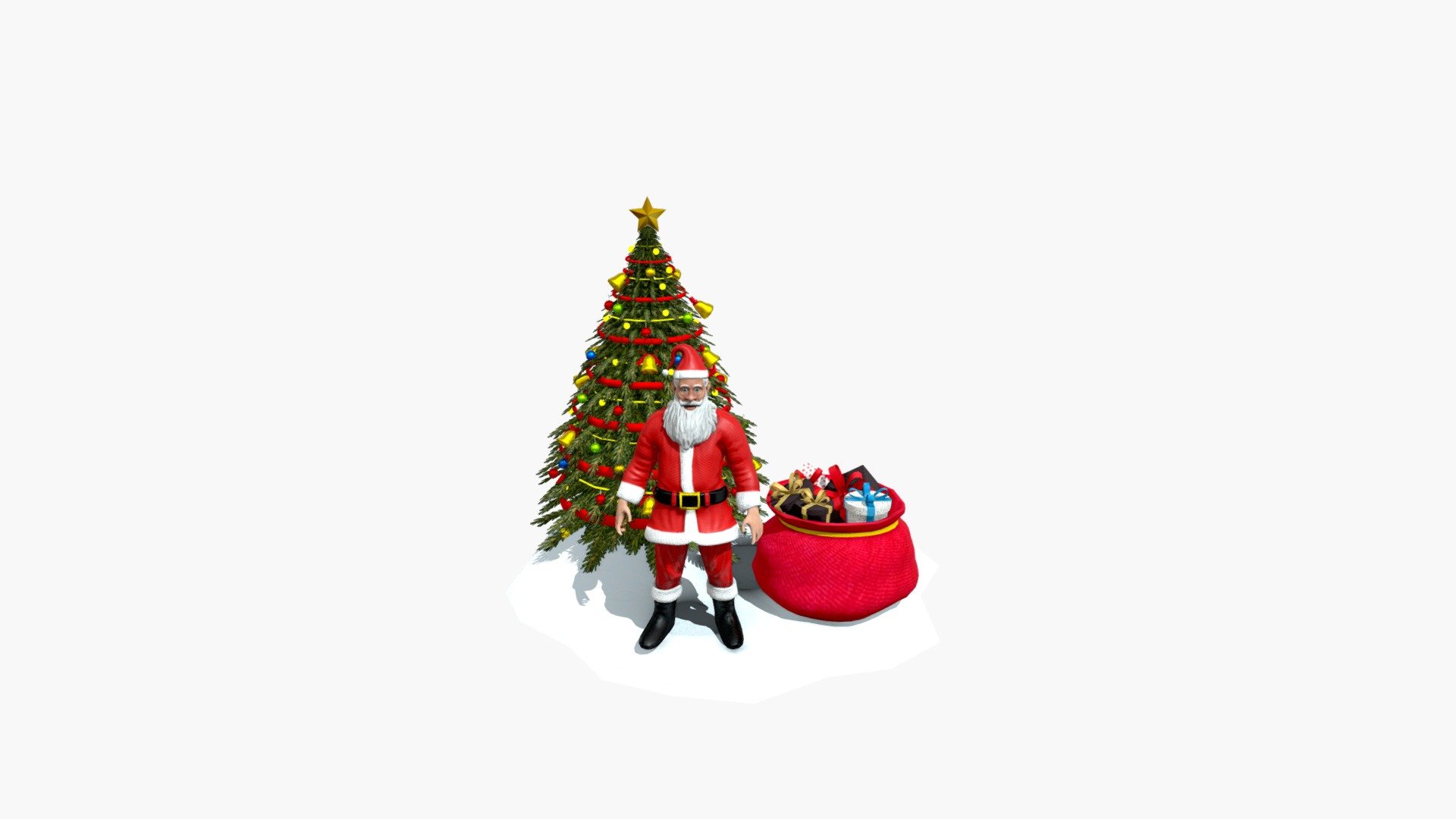 This asset is designed after a Kris Kringle which is actually a name for a Santa and what’s a Santa without his gifts? So, there are multiple gifts in that specific Santa bag and a properly set up Christmas tree with all of the bright luminance and a sound of a jingle bell tops all of this setup with its uniqueness 3d model