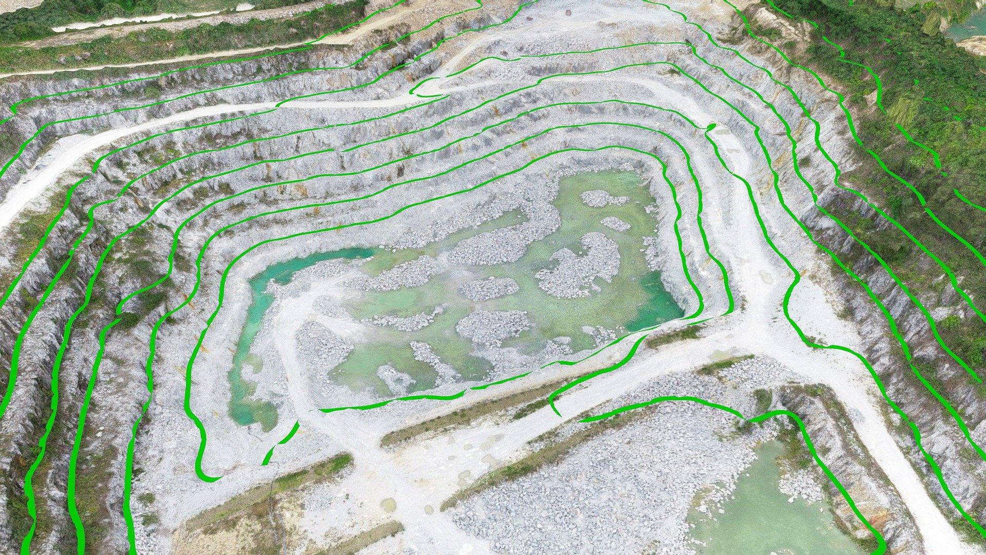 A 3D Mine topography with 3D Contour to show in interval 10 meters - 3D Mine Topography with 3D Contour - 3D model by aec_mbi_thailand 3d model