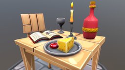 cartoon game props practice cartoony, table, dinnertable, digital3d, gameart-gameasset, medieval-prop, textures-and-materials, texturing, stylized, environment