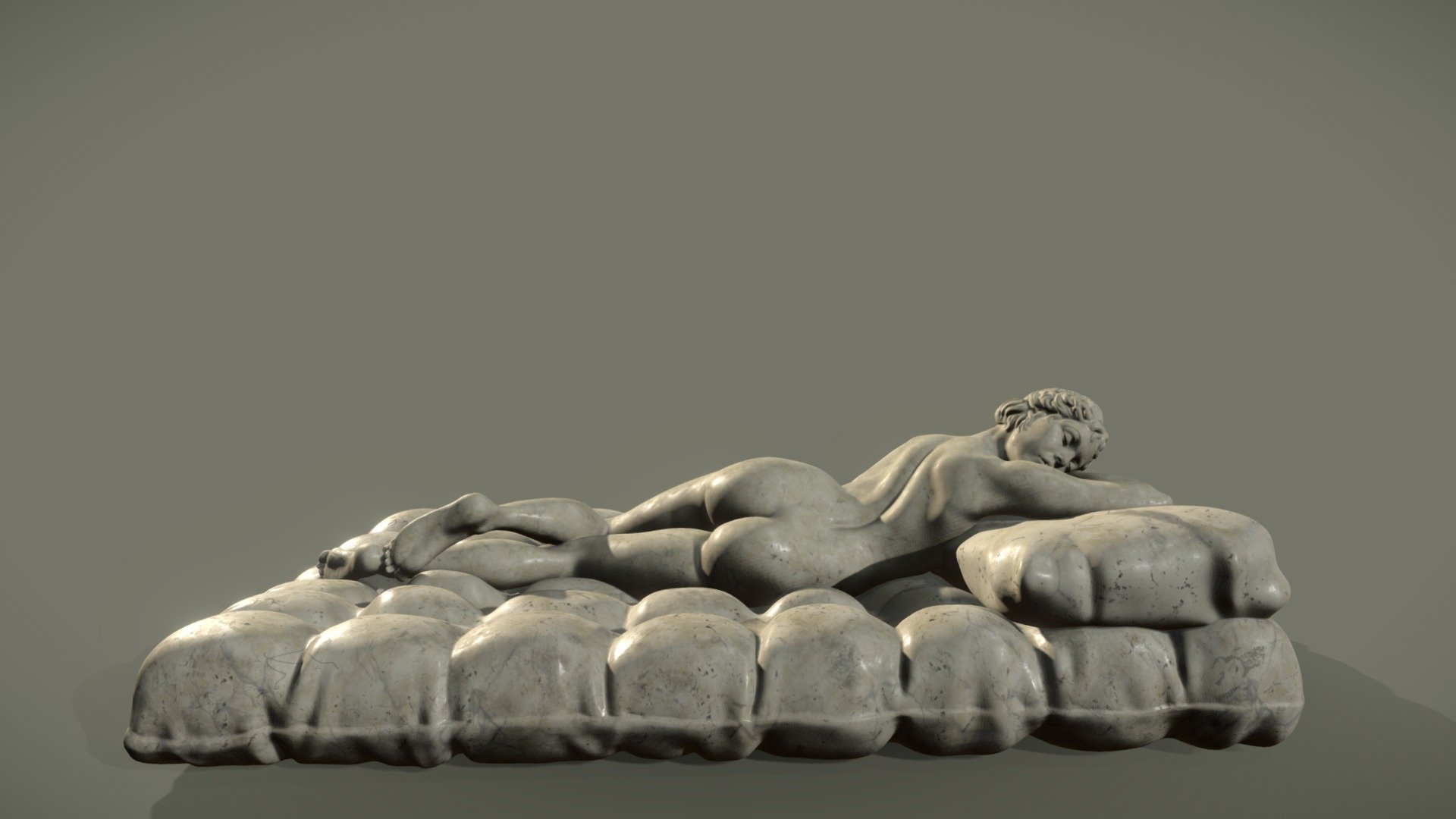 Female sculpt I did based on Sleeping Hermaphroditus - Sleeping - 3D model by chrisgoh 3d model