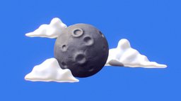 MOON AND CLOUDS sky, moon, toon, clouds, night, luna, nubes, asset, lowpoly, stylized, environment