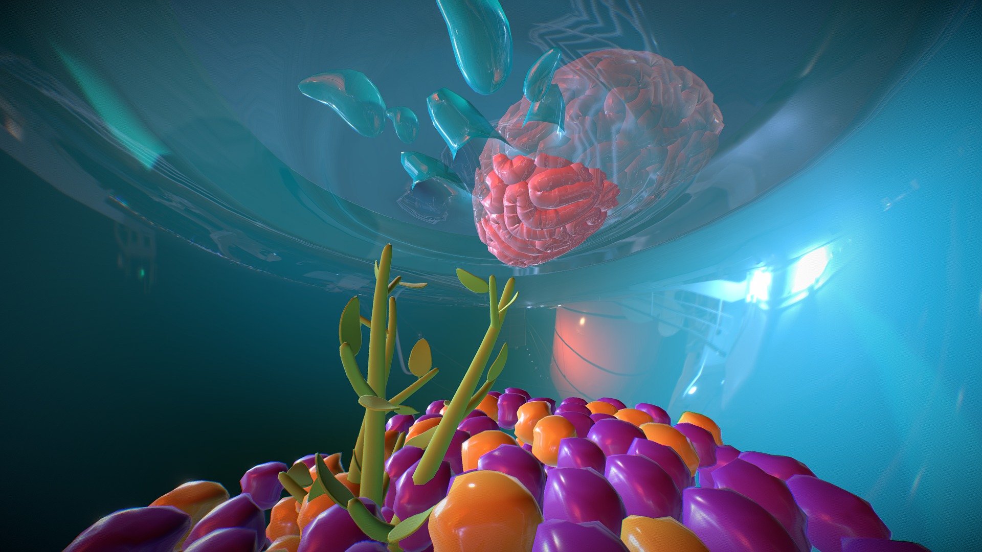 Title of a Shpongle song - Brain in a Fish Tank - 3D model by Itzel Martinez (@ItzelMartinezFelix) 3d model