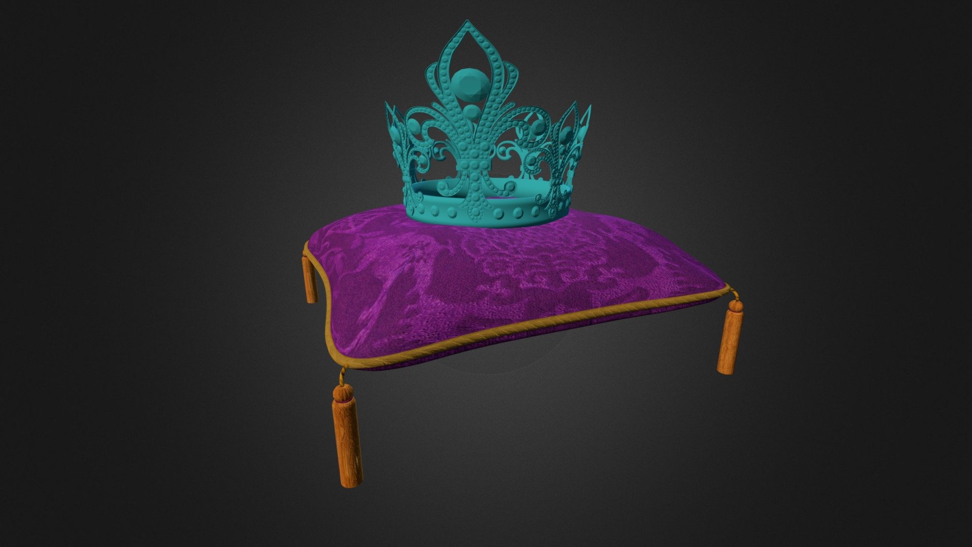 A crown and cushion I did during my 2nd year at Teesside University. Definitely want to go back and texture the crown properly when I have free time.  - WIP: Crown - 3D model by Aqualianna 3d model