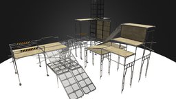Modular Scaffolding Kit kit, operation, mesa, prop, scaffolding, omb, hardsurface, modular, black