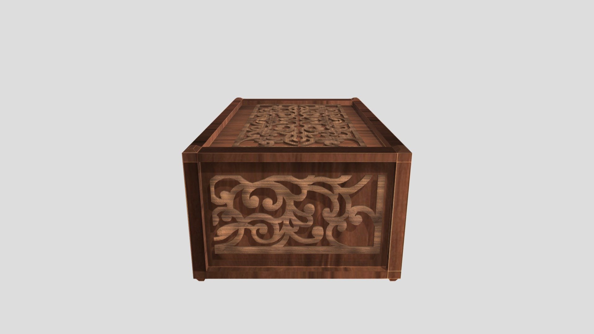 A wooden box fashioned with numerous wood patterned ornaments - Ornament Box - Download Free 3D model by Patrick Shiran (@Patricado) 3d model