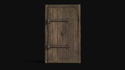 Old wooden door wooden, prop, vintage, rusty, ready, harry, hut, old, potter, optimized, hagrid, asset, game, pbr, wood, door, gameready, hagrids
