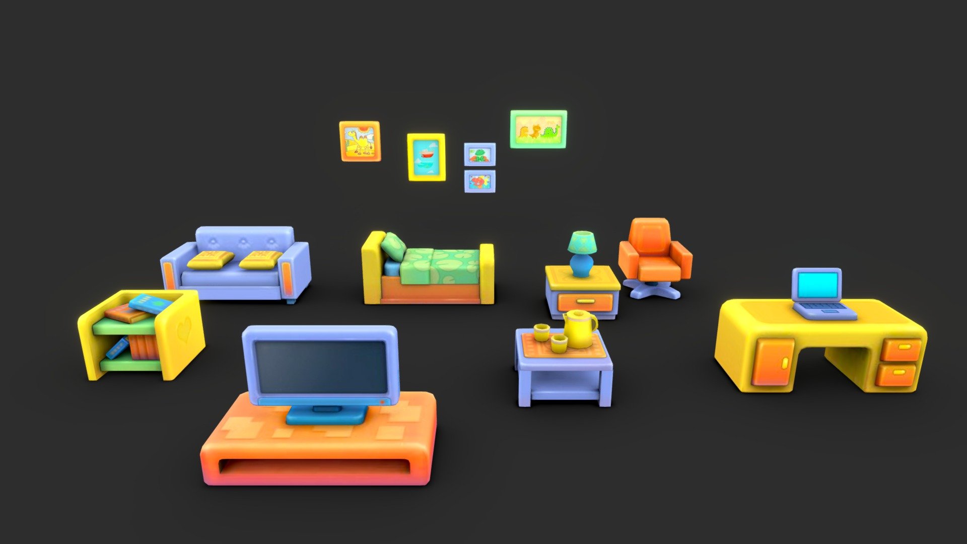 Cartoon furniture - 3D model by shinvemo 3d model