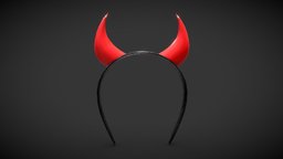 Devil Headband horns, hair, hat, leather, cloth, devil, fashion, party, ar, costume, wearable, cosplay, wear, instagram, headband, party-mask, fashion-style, low-poly, girl, lowpoly, headbands, devil-horn